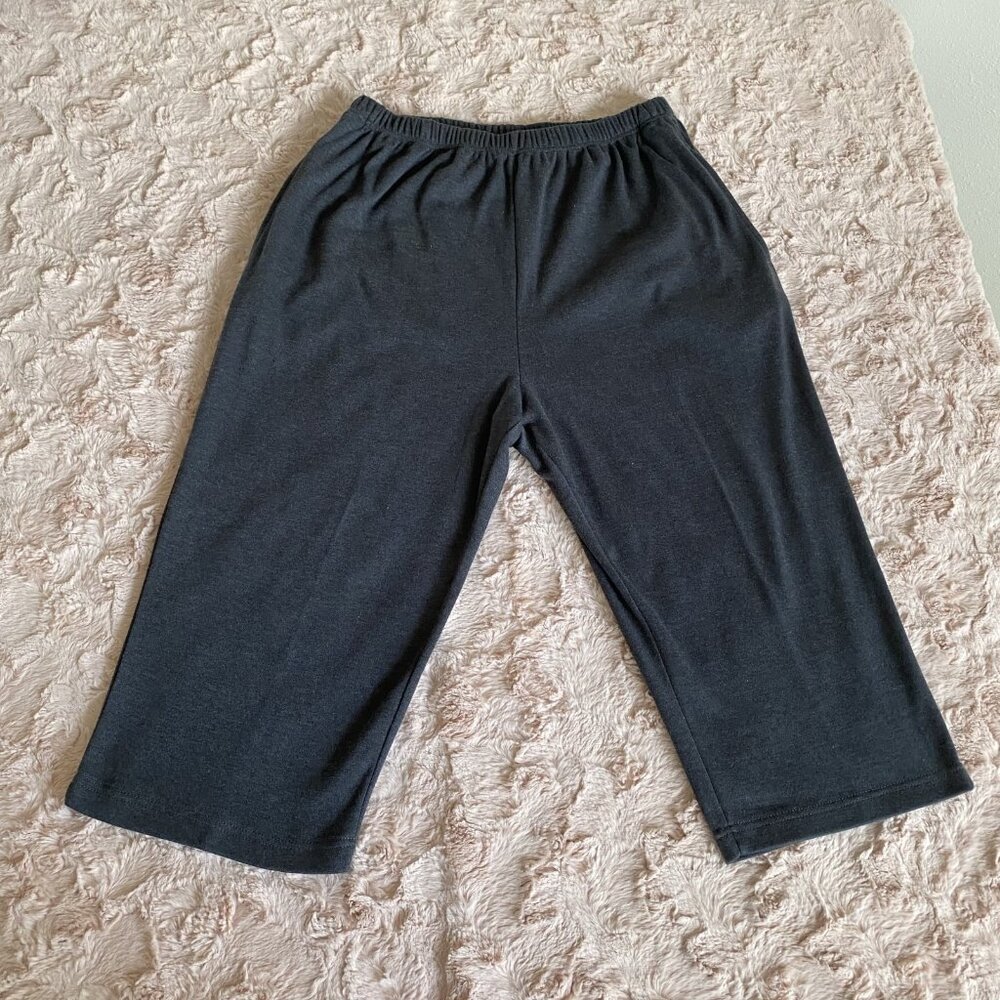 Woman Within Gray Petite Large L Pull-On Pants Stretch Elastic Waist Loungewear